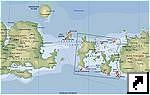 Карта мест для дайвинга в национальном парке  Комодо (Komodo), Индонезия (англ.)