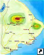 Туристическая карта восточной части острова Бали, Индонезия.
