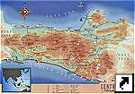 Туристическая карта центральной части острова Ява (Java), Индонезия (англ.)