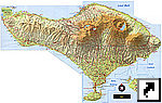 Подробная туристическая карта острова Бали (Bali) с автодорогами, Индонезия (англ.)