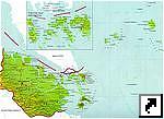 Карта провинции Риау (Riau), остров Суматра (Sumatra), остров Батам (Batam) и другие близлежащие острова, Индонезия (индон.)