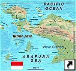 Туристическая карта острова Новая Гвинея (Джаяпура, Вамена, Биак), Ириан Джая, Индонезия (англ.)