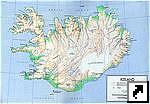 Карта Исландии с автодорогами (англ.)
