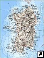 Подробная карта острова Сардиния, Италия (итал.)