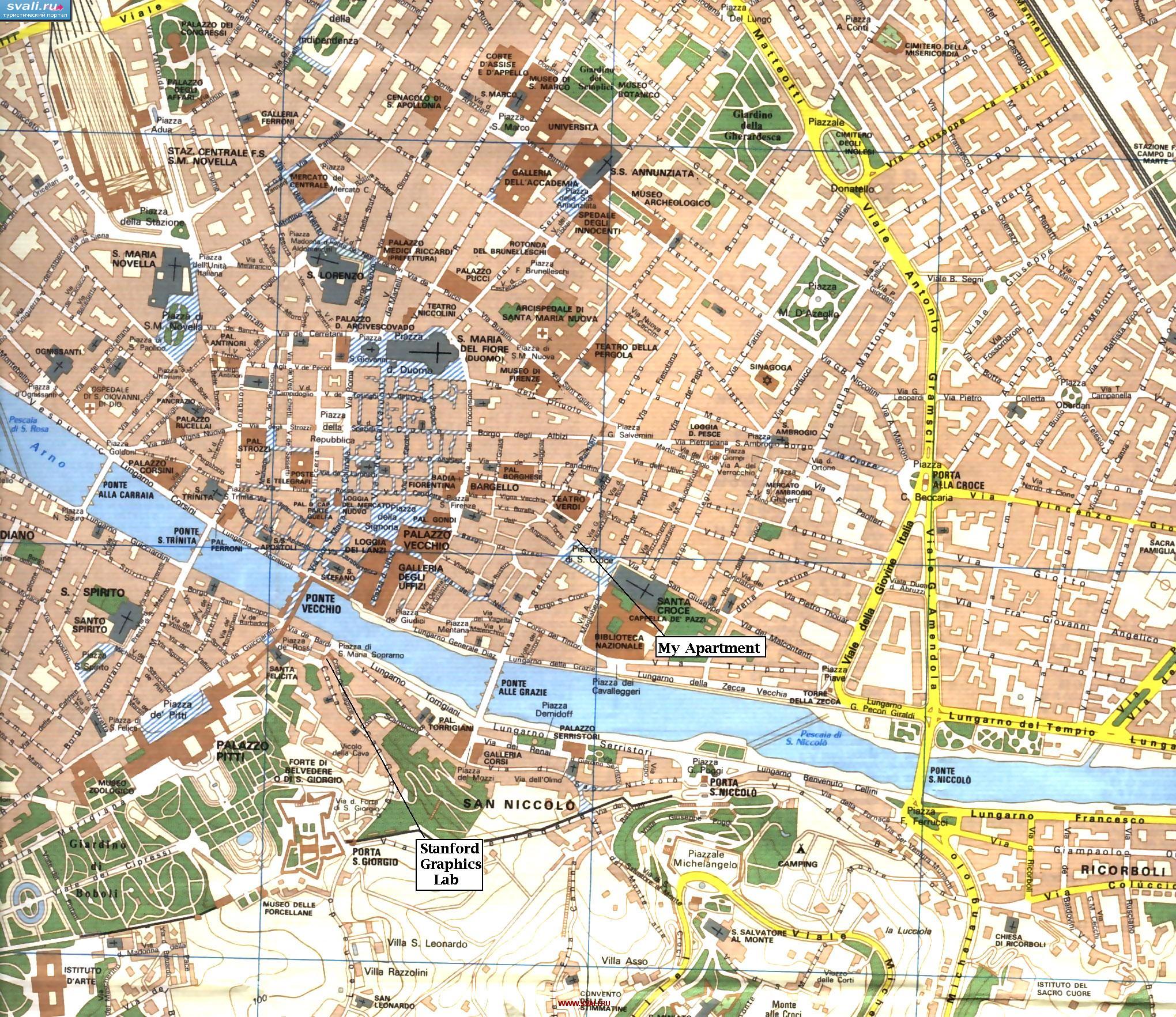 Карта центра Флоренции, Италия (итал.)