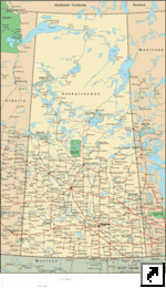 Карта провинции Саскачеван, Канада (англ.)