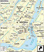 Туристическая карта Монреаля, Канада (англ.)