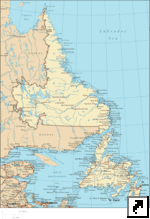Карта провинции Ньюфаундленд и Лабрадор, Канада (англ.)