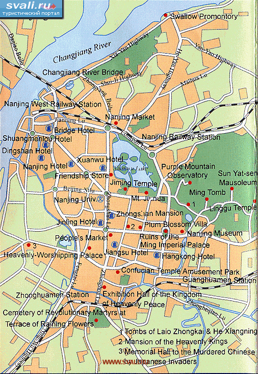 Карта города Нанкин (Nanjing), провинция Цзянсу (Jiangsu), Китай (англ.)