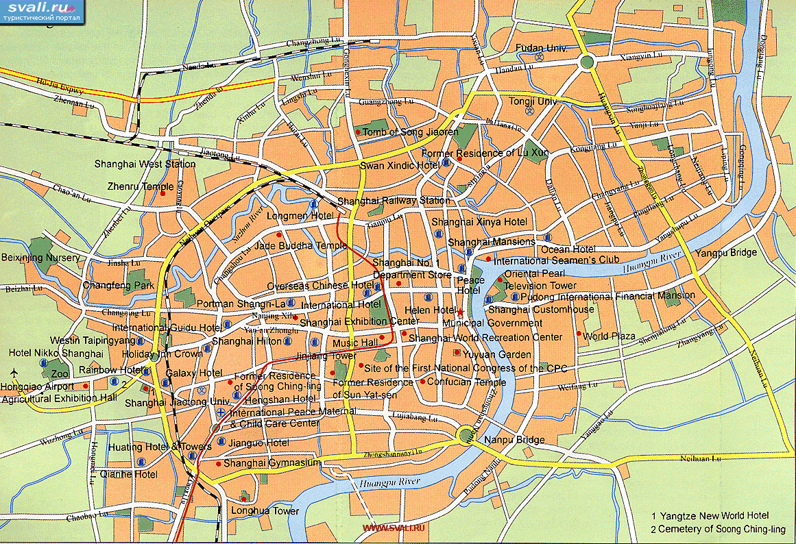 Карта Шанхая (Shanghai), Китай (англ.)