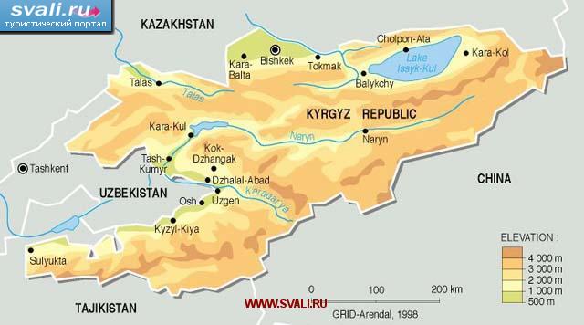 Карта Киргизии (англ.)