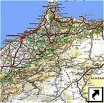 Карта Марокко с автодорогами и расстояниями(англ.)