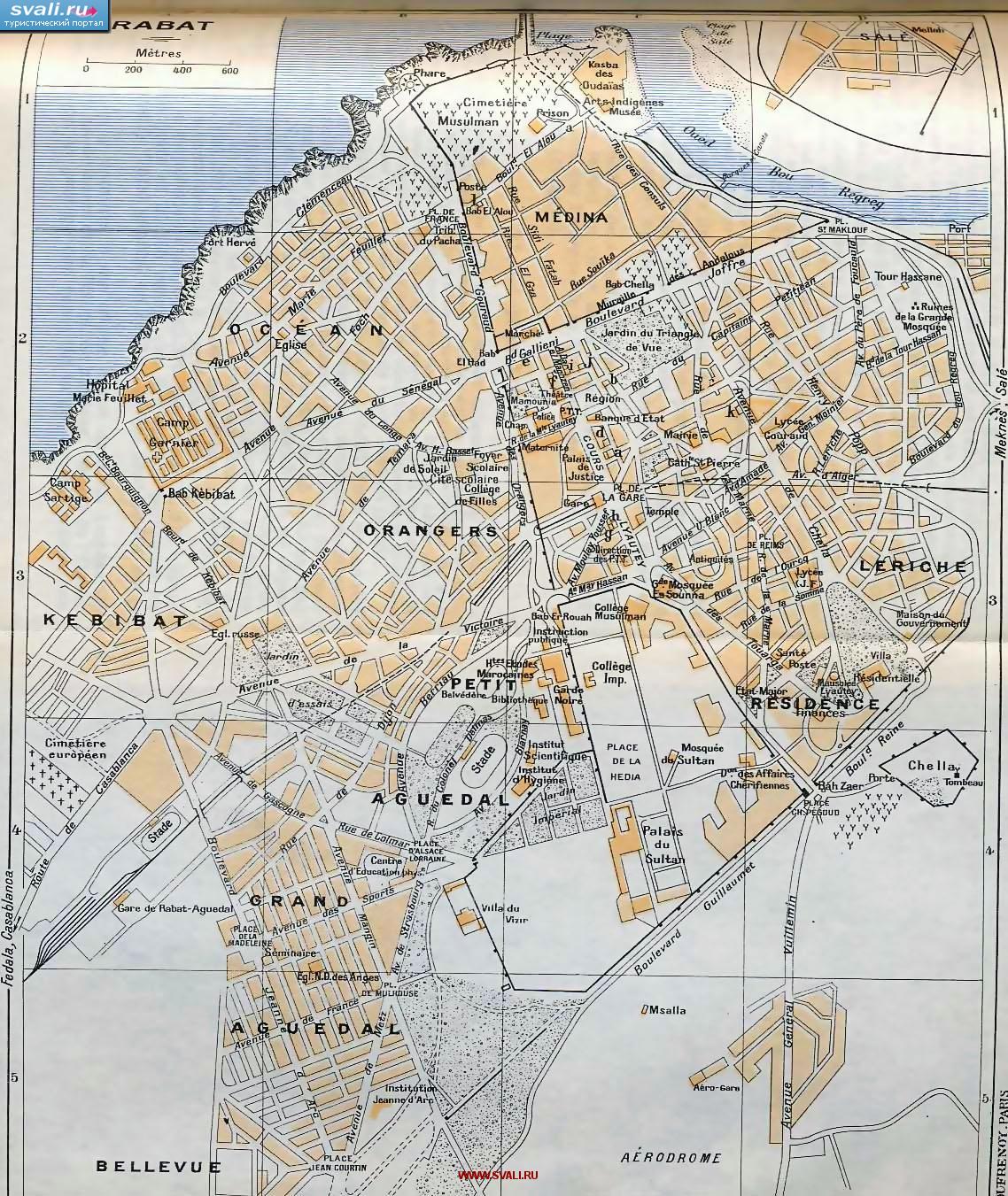 карты : Марокко. Карта города Рабат (франц.) | Марокко | Туристический ...