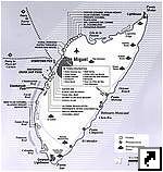 Туристическая карта острова Косумель (Сozumel), полуостров Юкатан, Мексика (англ.)