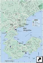 Карта старого города Акапулько (Acapulco), Мексика (англ.)
