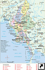 Карта административного деления Мьянмы (Бирма) (франц.)