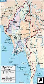 Карта Мьянмы (Бирмы) (англ.)