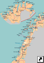 Карта северной части Норвегии (норв.)