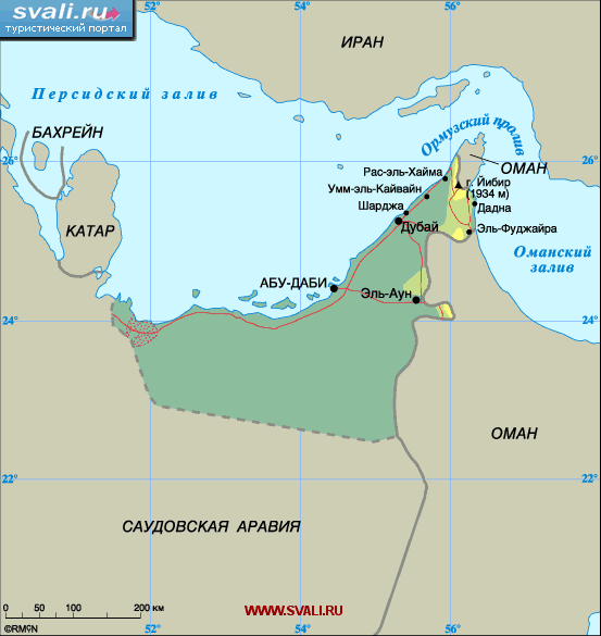 Карта Объединенных Арабских Эмиратов