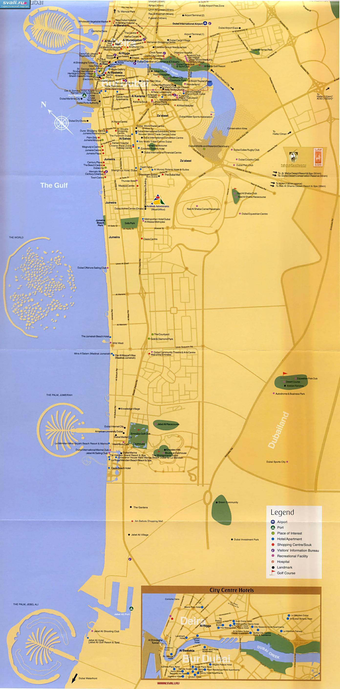 Карта города Дубай, ОАЭ (англ.)