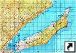 Подробная топографическая карта острова Ольхон, озеро Байкал, Иркутская область, Россия.