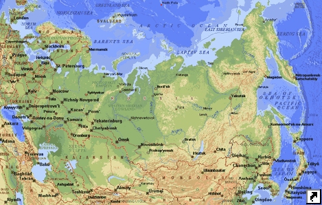 Карта Росcии. (англ.) по состоянию на 2013 год.