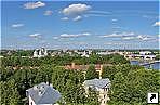 Вид на Великий Новгород с башни Кокуй Кремля, Россия.