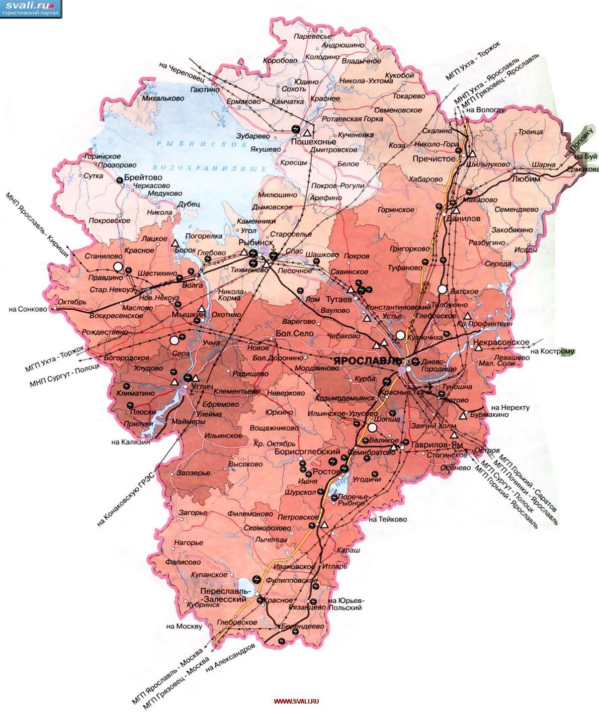 карты : Карта Ярославской области, Россия.