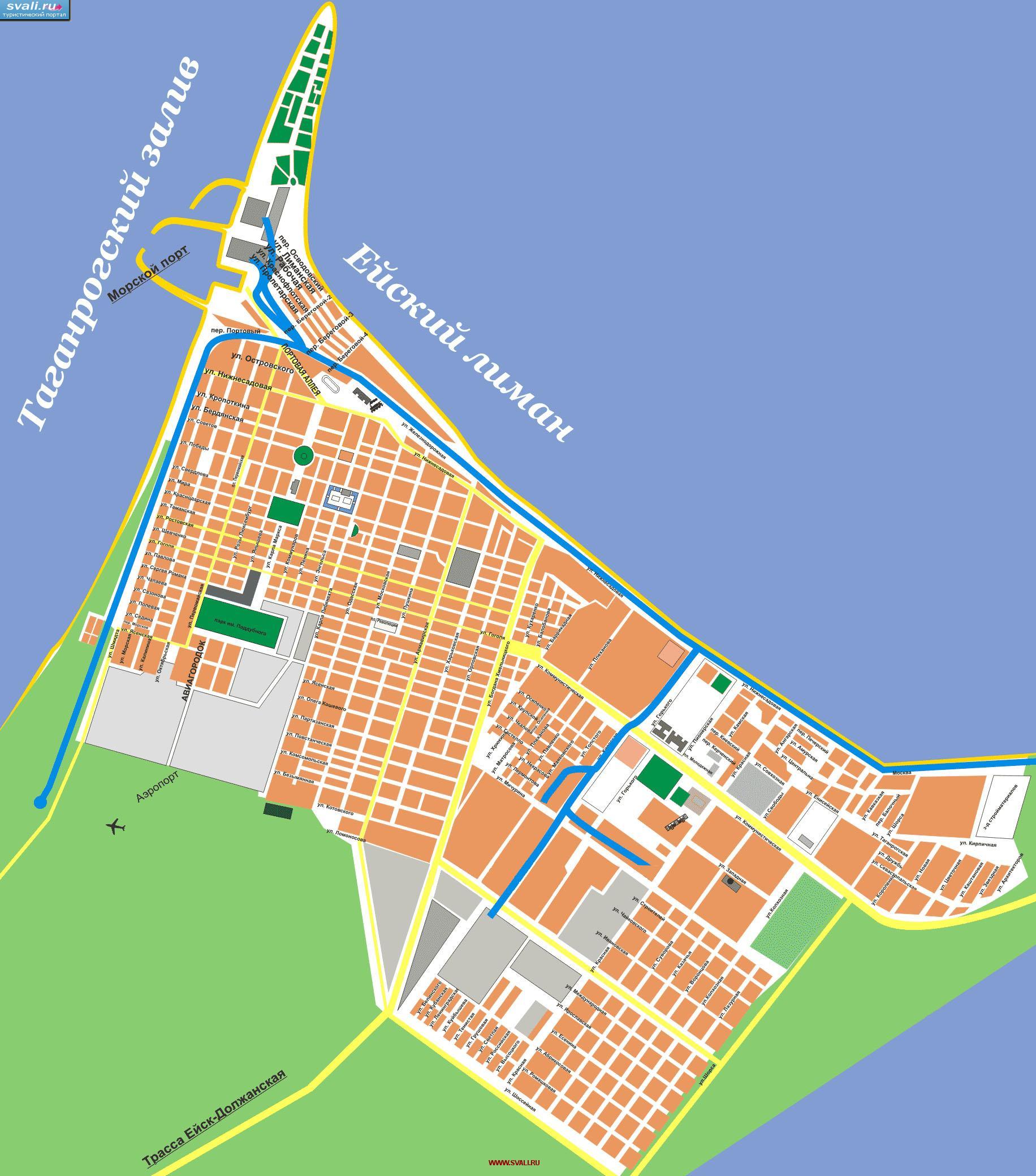 карты : Подробная карта Ейска, Россия. | Россия | Туристический портал ...