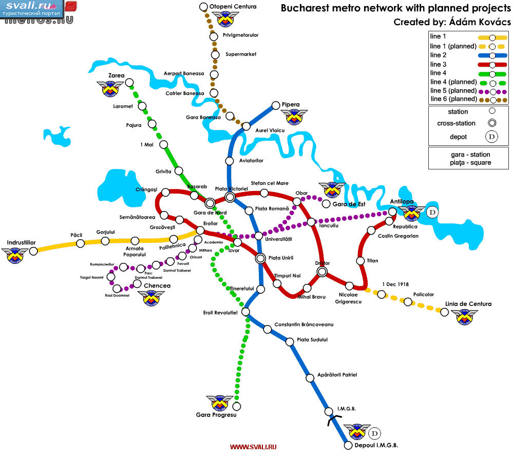 Схема метро Бухареста, Румыния (рум.)