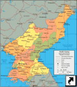 Политическая карта Северной Кореи (англ.)