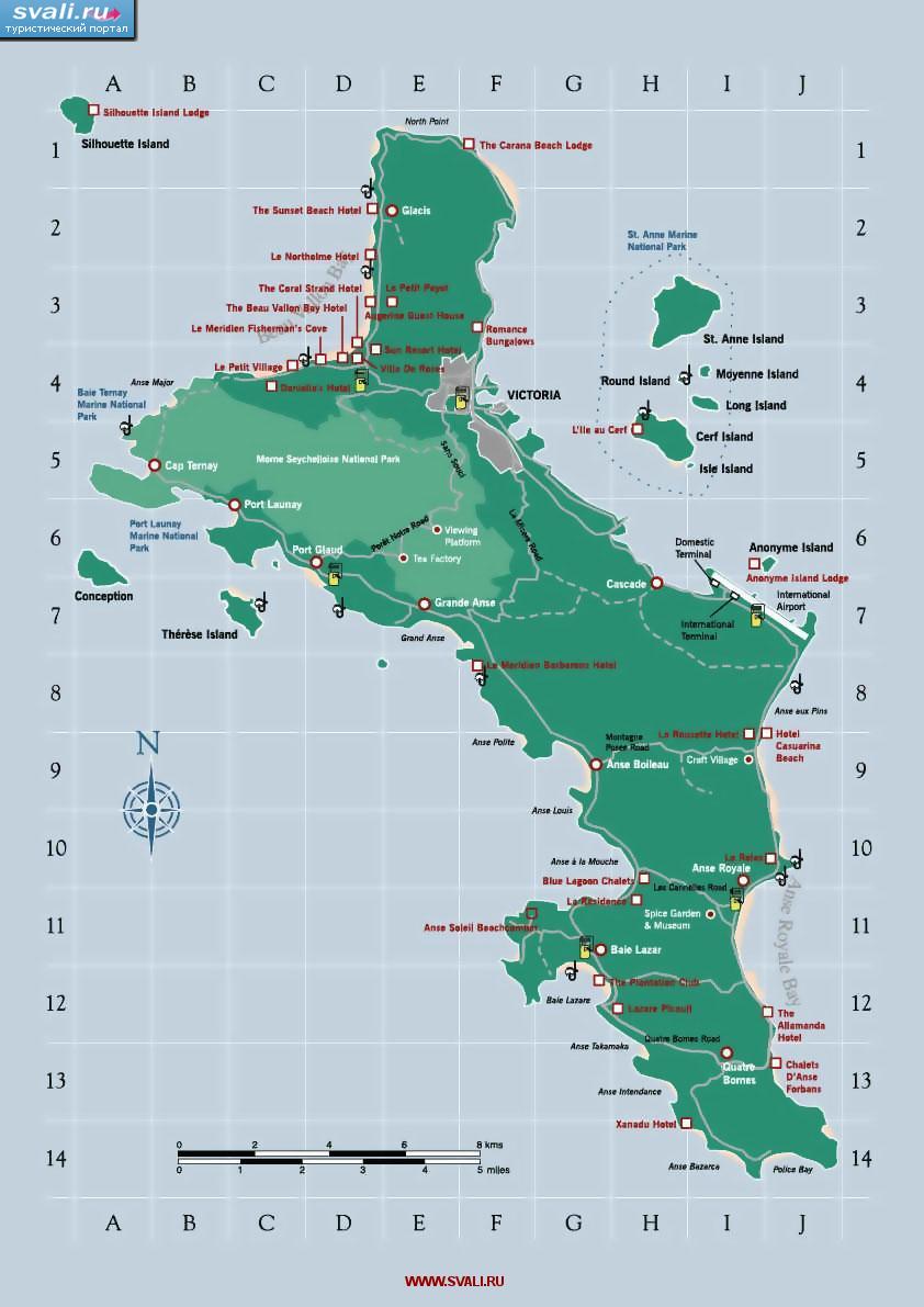 карты : Карта острова Маэ, Сейшельские острова (англ.) | Сейшельские ...