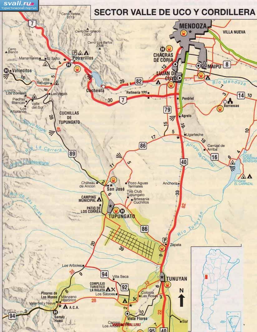 карты : Карта долины Уко (Valle de Uco), провинция Мендоса (Mendoza ...