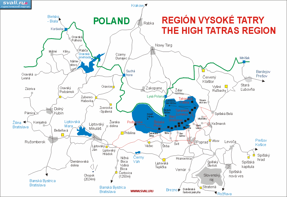 Карта региона "Высокие Татры" ,Словакия (слов.)