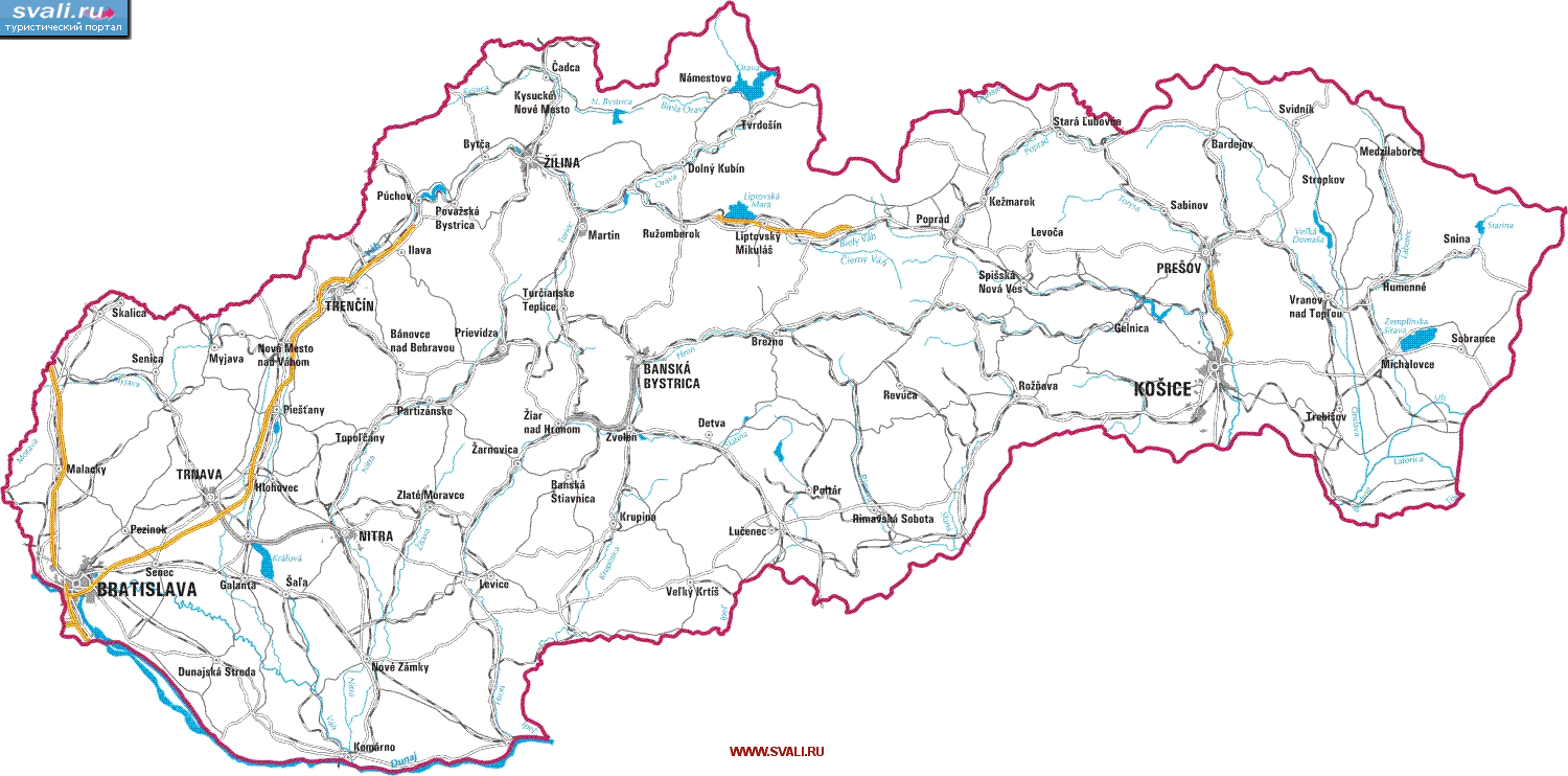 Карта Словакии (слов.)