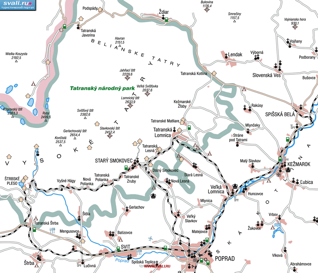 Карта региона "Высокие Татры" ,Словакия (слов.)