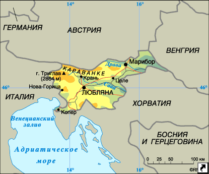 Карта Словении.