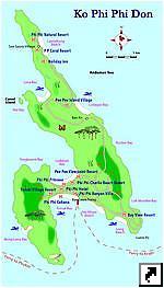 Карта острова Пи-Пи (Phi-Phi Don) недалеко от острова Пхукет (Phuket), юг Тайланда (англ.) Карта острова Пи-Пи (Phi-Phi Don) недалеко от острова Пхукет (Phuket), юг Тайланда (англ.)