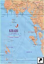 Карта провинции Краби (Krabi), юг Тайланда (англ., тай.)