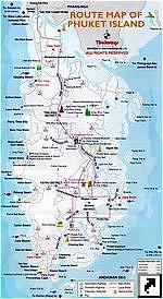 Карта автодорог острова Пхукет (Phuket), юг Тайланда (англ.)