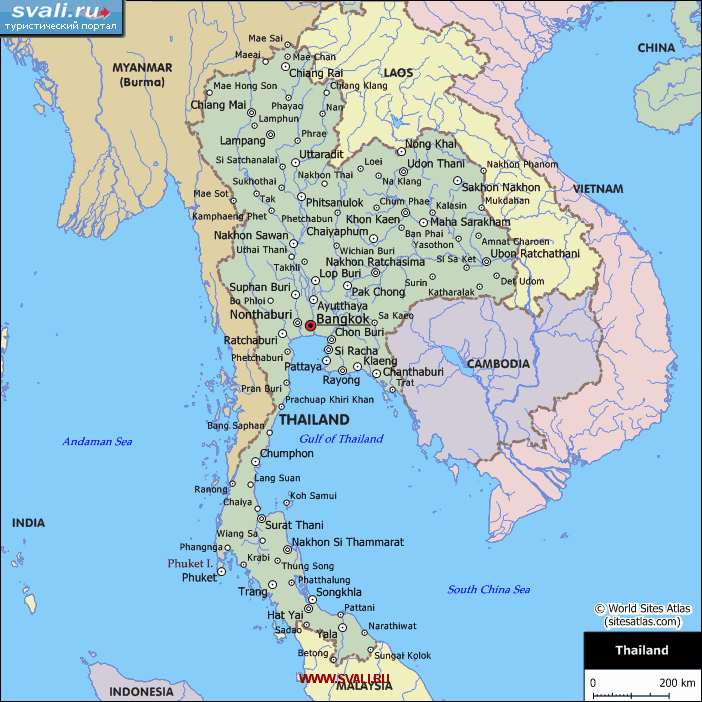 Карта Тайланда (англ.)