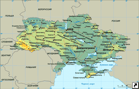 Карта Украины по состоянию на 2013 год.