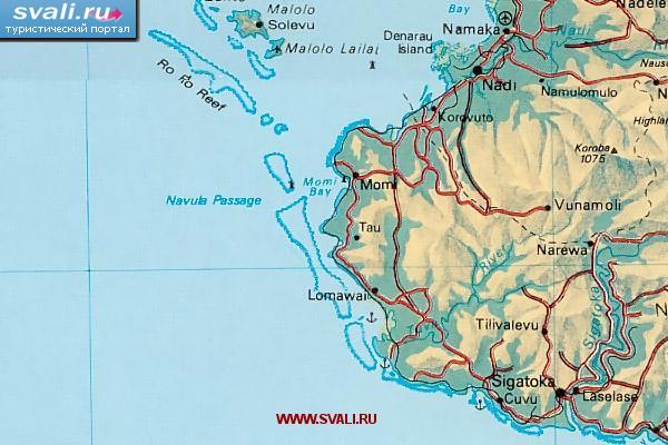 Карта района Нанди (Nadi), остров Вити Леву, Фиджи (англ.)