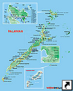 Туристическая карта острова Палаван (Palawan), Филиппины (англ.)