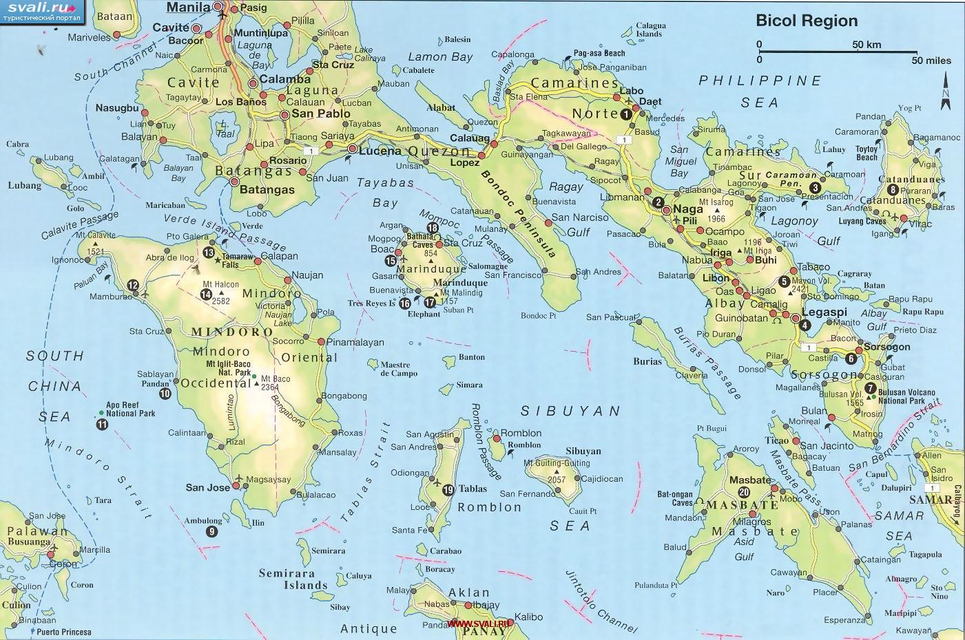  Bicol:   (Mindoro),  (Luzon),  (.)