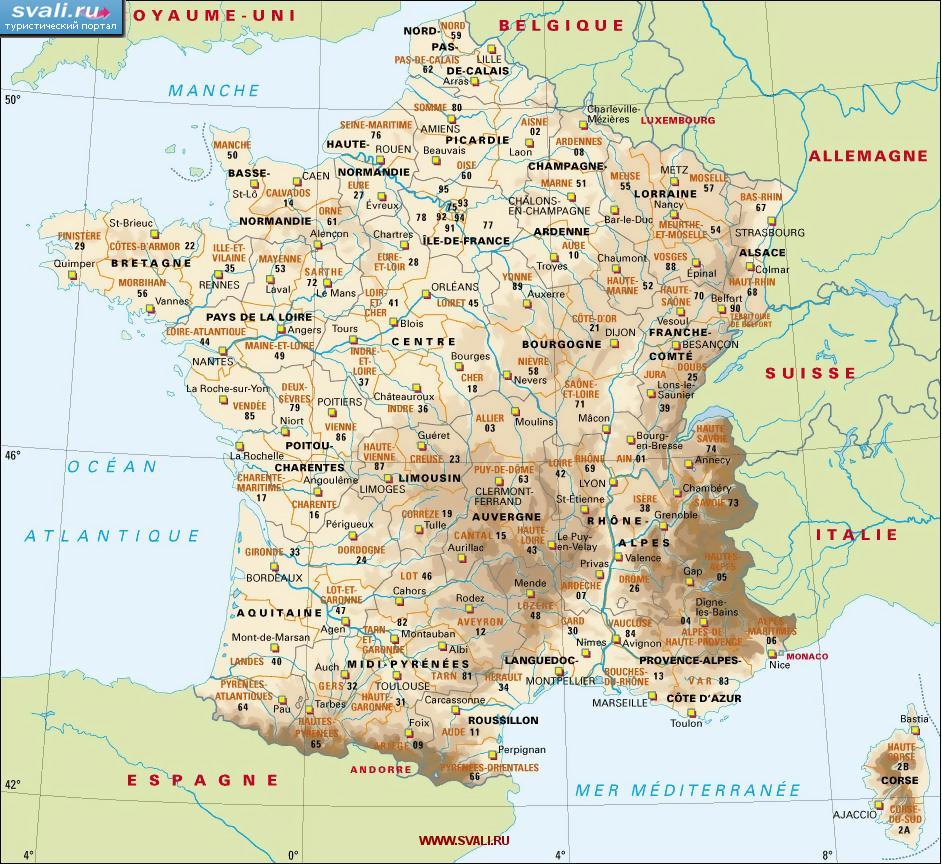 Карта Франции (фран.)