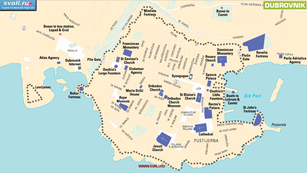 Карта Дубровника, Хорватия (англ.)