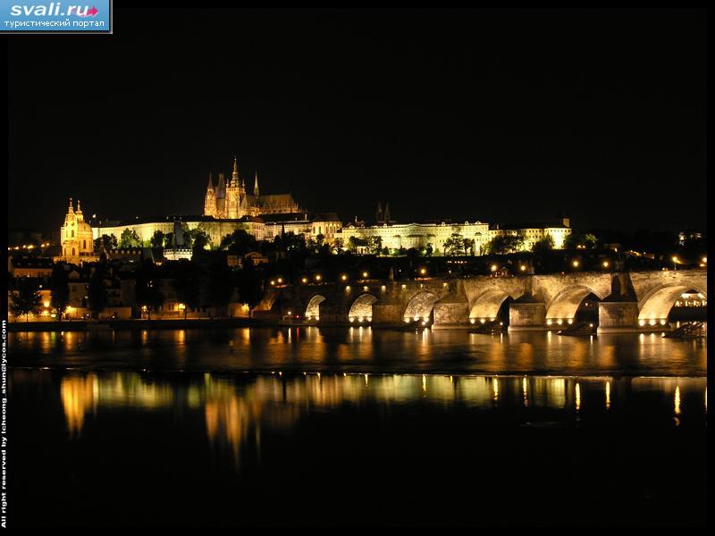 Ночная Прага, Чехия.
